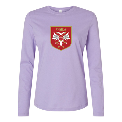 BELLA CANVAS Women’s Serbia National Football Soccer Team Logo Jersey Long Sleeve Tee