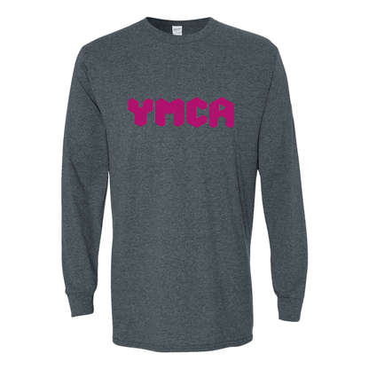 Men's  YMCA Mauve Gildan Heavy Cotton Long Sleeve T-Shirt