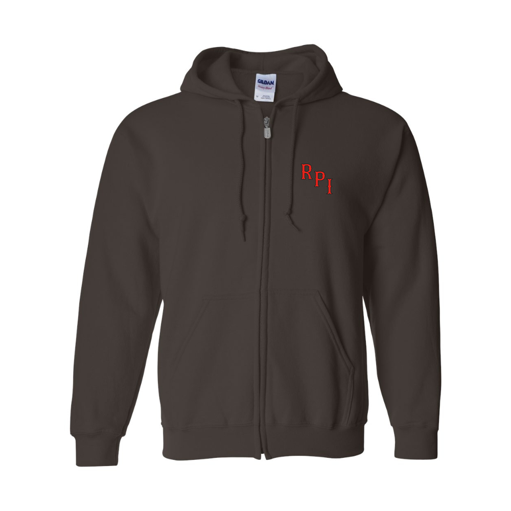 Men's RPI Engineers Logo Gildan  Heavy Blend Full Zip Hooded Sweatshirt