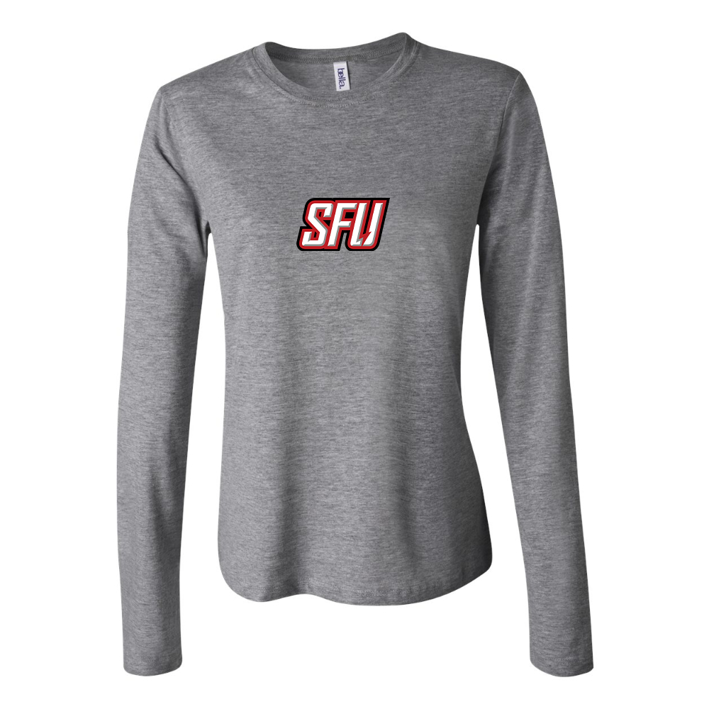 BELLA CANVAS Women’s Saint Francis Red Flash Logo Jersey Long Sleeve Tee