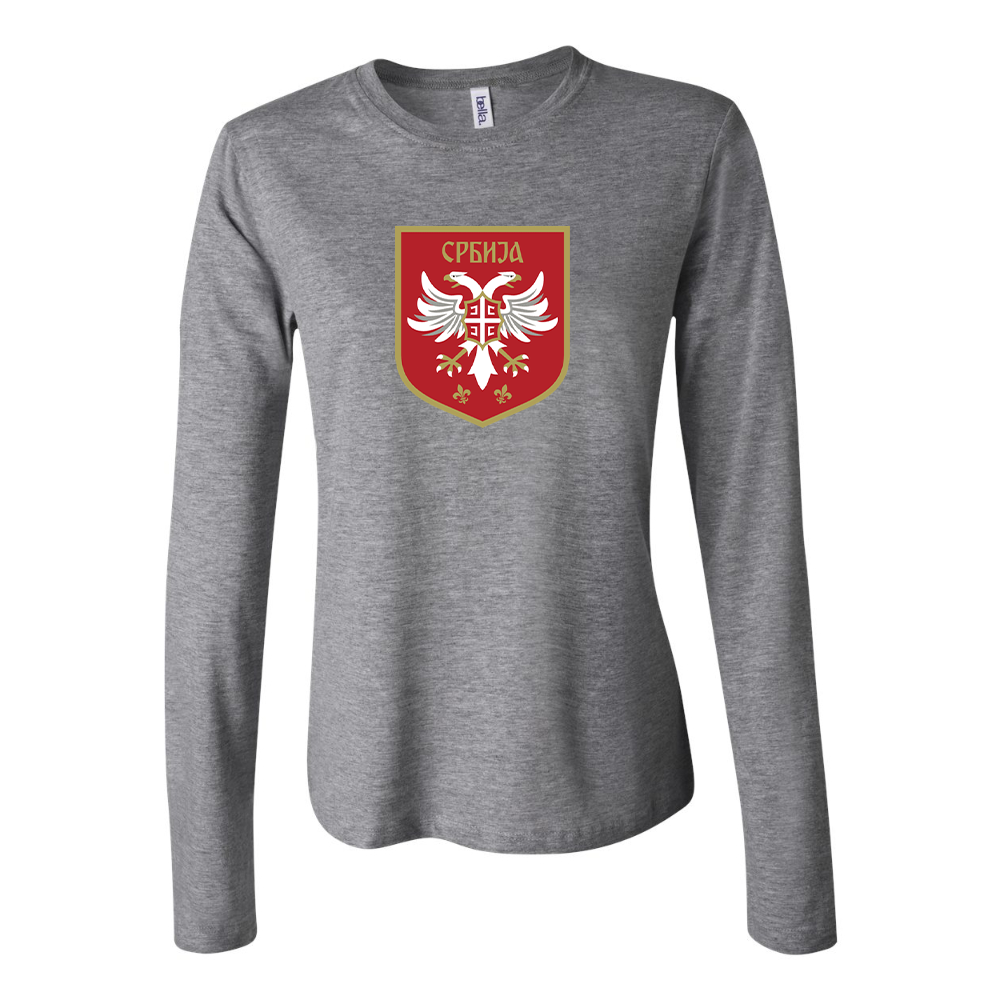 BELLA CANVAS Women’s Serbia National Football Soccer Team Logo Jersey Long Sleeve Tee