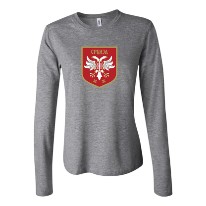 BELLA CANVAS Women’s Serbia National Football Soccer Team Logo Jersey Long Sleeve Tee
