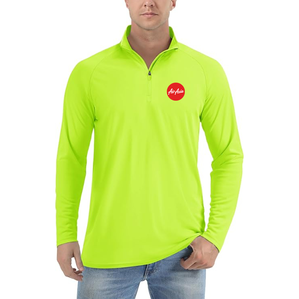 Men's Air Asia Logo Lightweight Quarter-Zip Athletic Shirt Long Sleeve Performance Wear