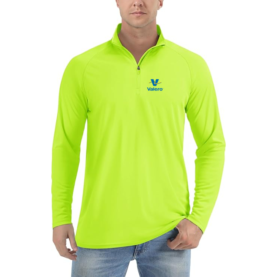 Men's Valero Gas Station Logo Lightweight Quarter-Zip Athletic Shirt Long Sleeve Performance Wear