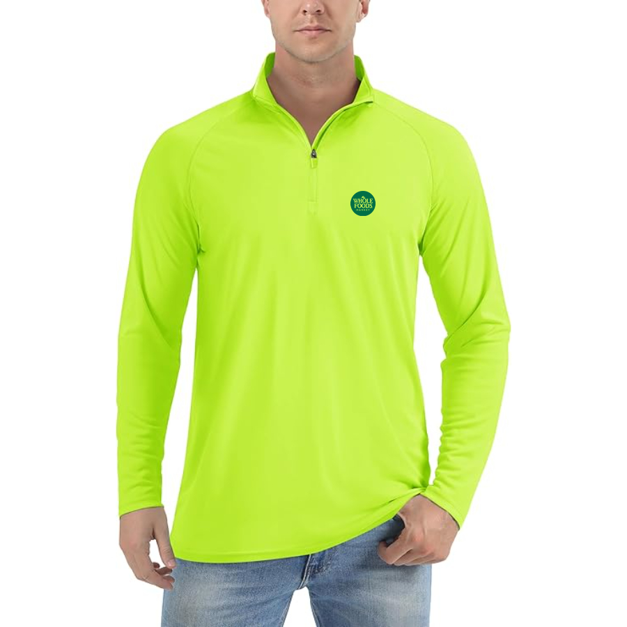 Men's Whole Foods Market Lightweight Quarter-Zip Athletic Shirt Long Sleeve Performance Wear