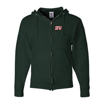 Men's Saint Francis Red Flash Logo JERZEES NuBlend Full-Zip Hooded Sweatshirt