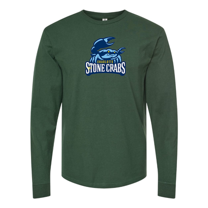 Men's Charlotte Stone Crabs Logo Cotton Long Sleeve T-Shirt