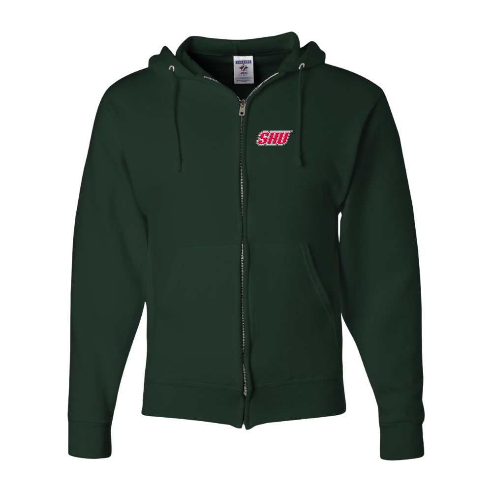 Men's Sacred Heart Pioneers Logo JERZEES NuBlend Full-Zip Hooded Sweatshirt