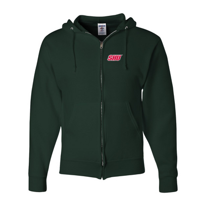 Men's Sacred Heart Pioneers Logo JERZEES NuBlend Full-Zip Hooded Sweatshirt
