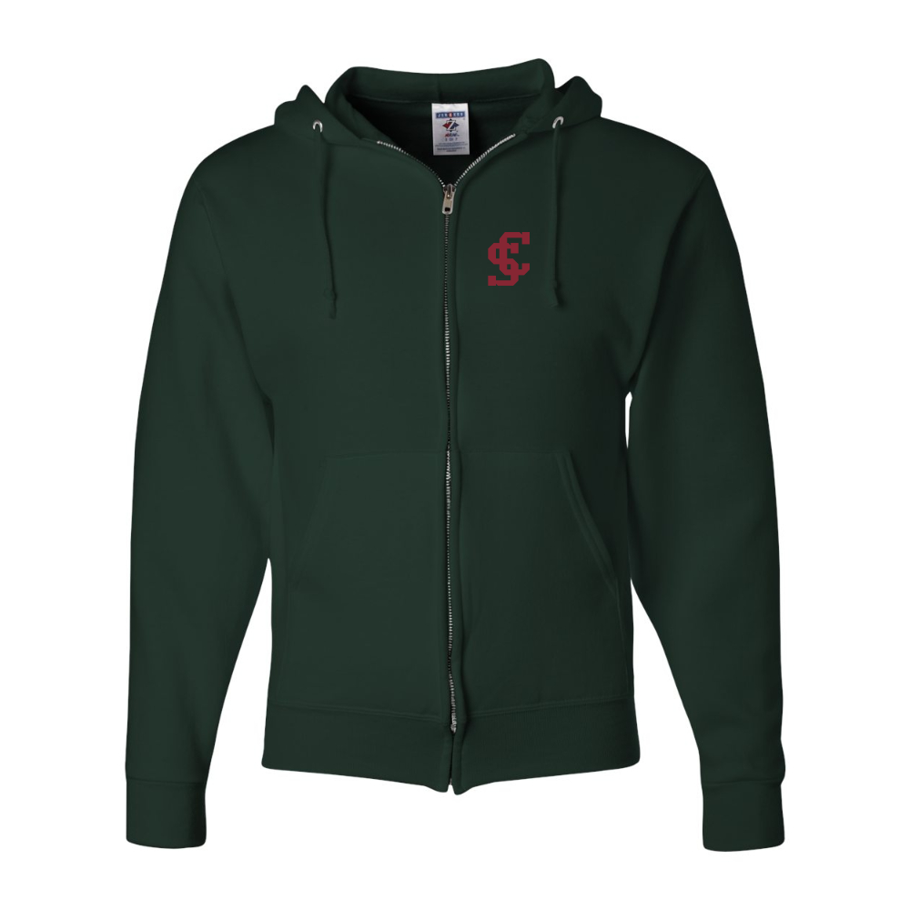 Men's Santa Clara Broncos Logo  JERZEES NuBlend Full-Zip Hooded Sweatshirt