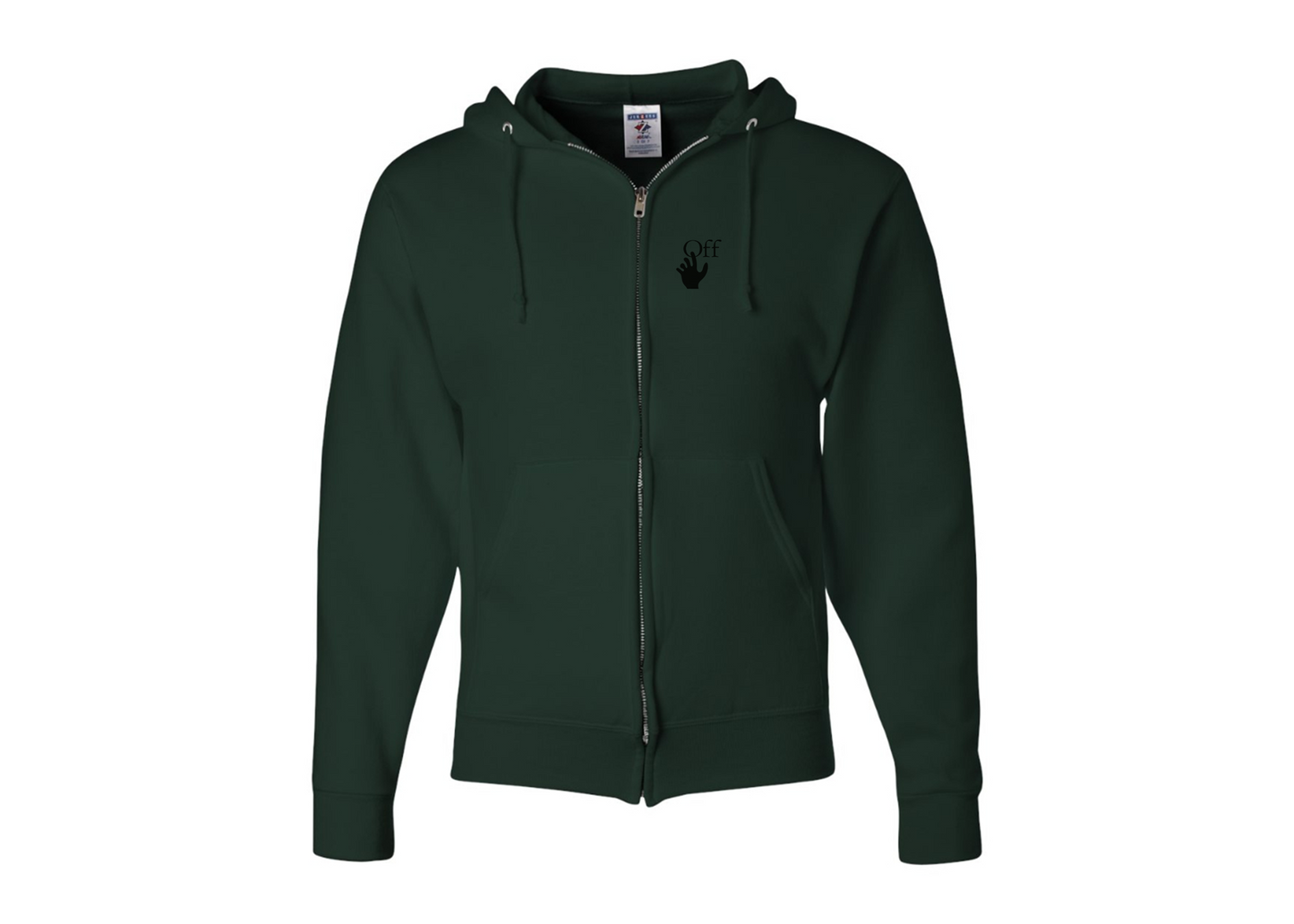 Men's Off-White Hand JERZEES NuBlend Full-Zip Hooded Sweatshirt
