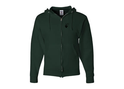 Men's Off-White Hand JERZEES NuBlend Full-Zip Hooded Sweatshirt