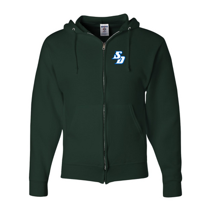 Men's San Diego Toreros Logo JERZEES NuBlend Full-Zip Hooded Sweatshirt