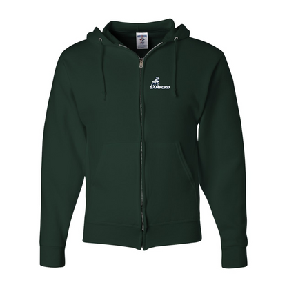 Men's Samford Bulldogs Logo JERZEES NuBlend Full-Zip Hooded Sweatshirt