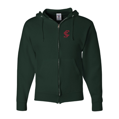 Men's Santa Clara Broncos Logo JERZEES NuBlend Full-Zip Hooded Sweatshirt