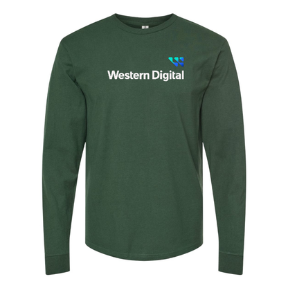 Men's Western Digital Logo Cotton Long Sleeve T-Shirt