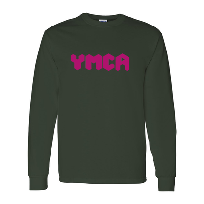 Men's  YMCA Mauve Gildan Heavy Cotton Long Sleeve T-Shirt