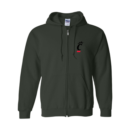 Men's  Cincinnati Bearcats Gildan  Heavy Blend Full Zip Hooded Sweatshirt