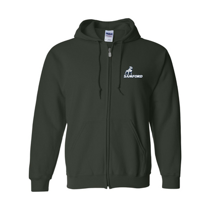 Men's Samford Bulldogs Logo Gildan  Heavy Blend Full Zip Hooded Sweatshirt
