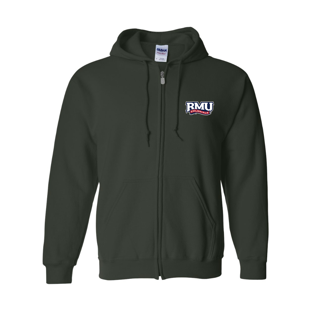 Men's Robert Morris Colonials Logo Gildan  Heavy Blend Full Zip Hooded Sweatshirt