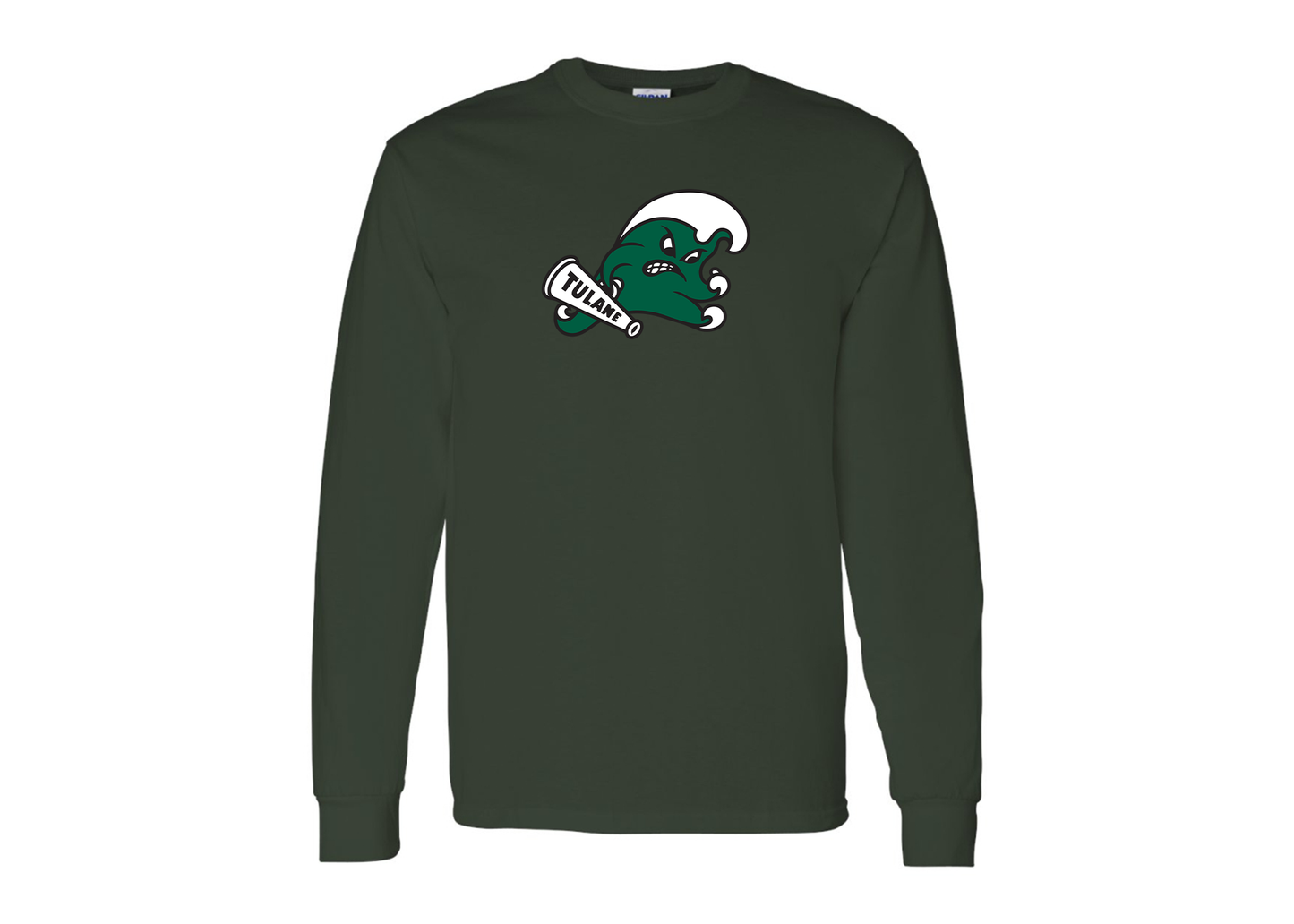 Men's Tulane Green Wave Gildan Heavy Cotton Long Sleeve T-Shirt