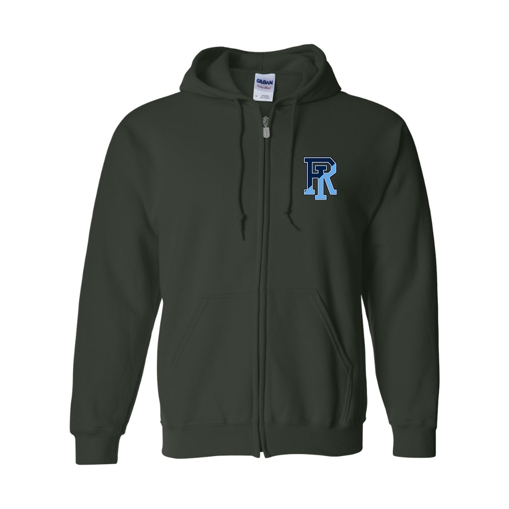 Men's Rhode Island Rams Logo Gildan  Heavy Blend Full Zip Hooded Sweatshirt