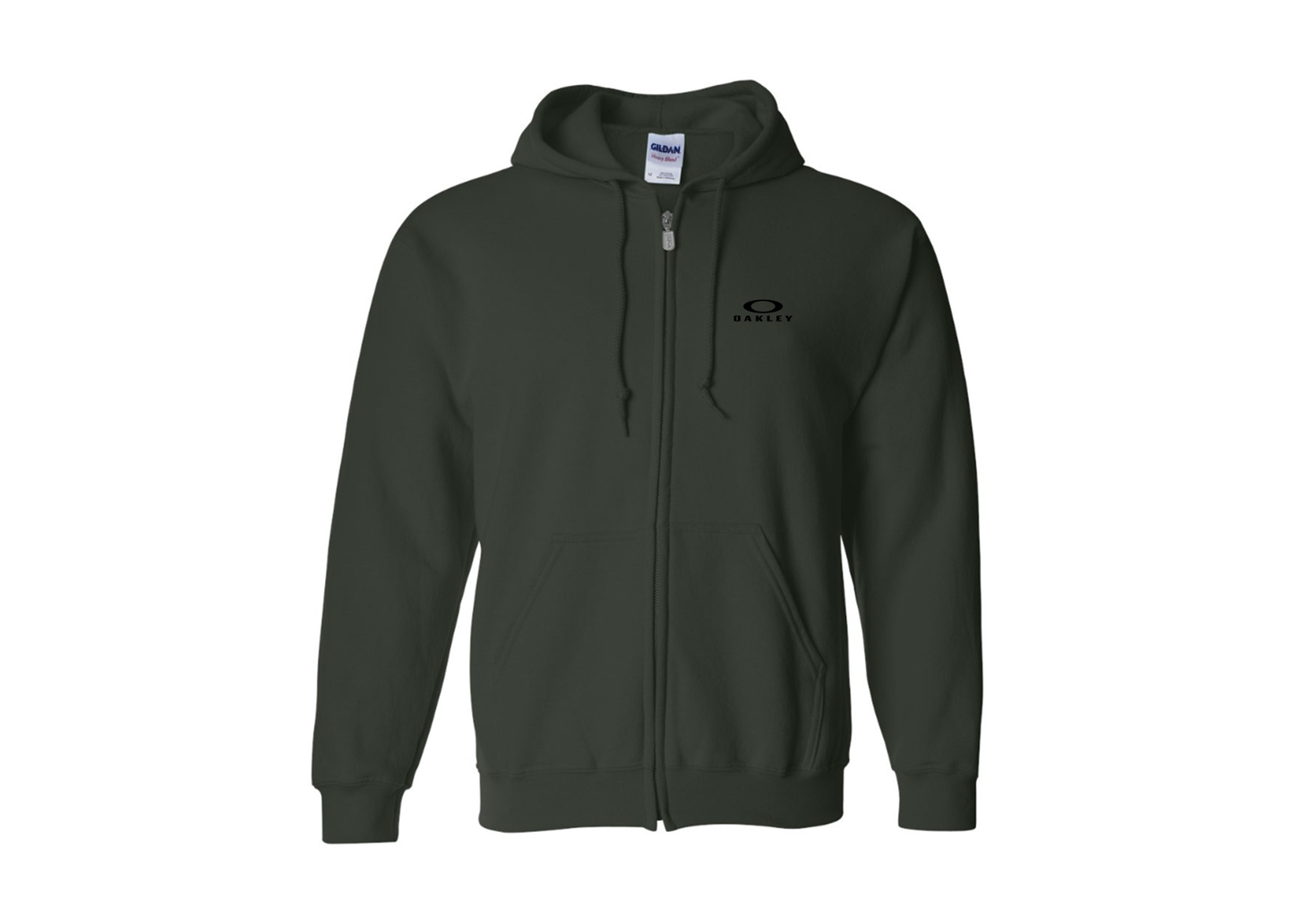 Men's Oakley Logo Gildan  Heavy Blend Full Zip Hooded Sweatshirt