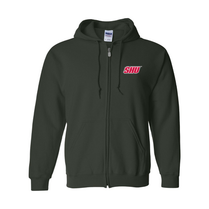 Men's Sacred Heart Pioneers Logo Gildan  Heavy Blend Full Zip Hooded Sweatshirt