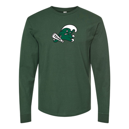 Men's Tulane Green Wave Logo  Cotton Long Sleeve T-Shirt
