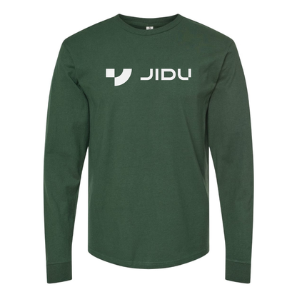 Men's Jidu Logo Cotton Long Sleeve T-Shirt