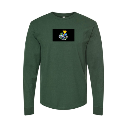 Men's Cartoon Pizza Logo Long Sleeve T-Shirt