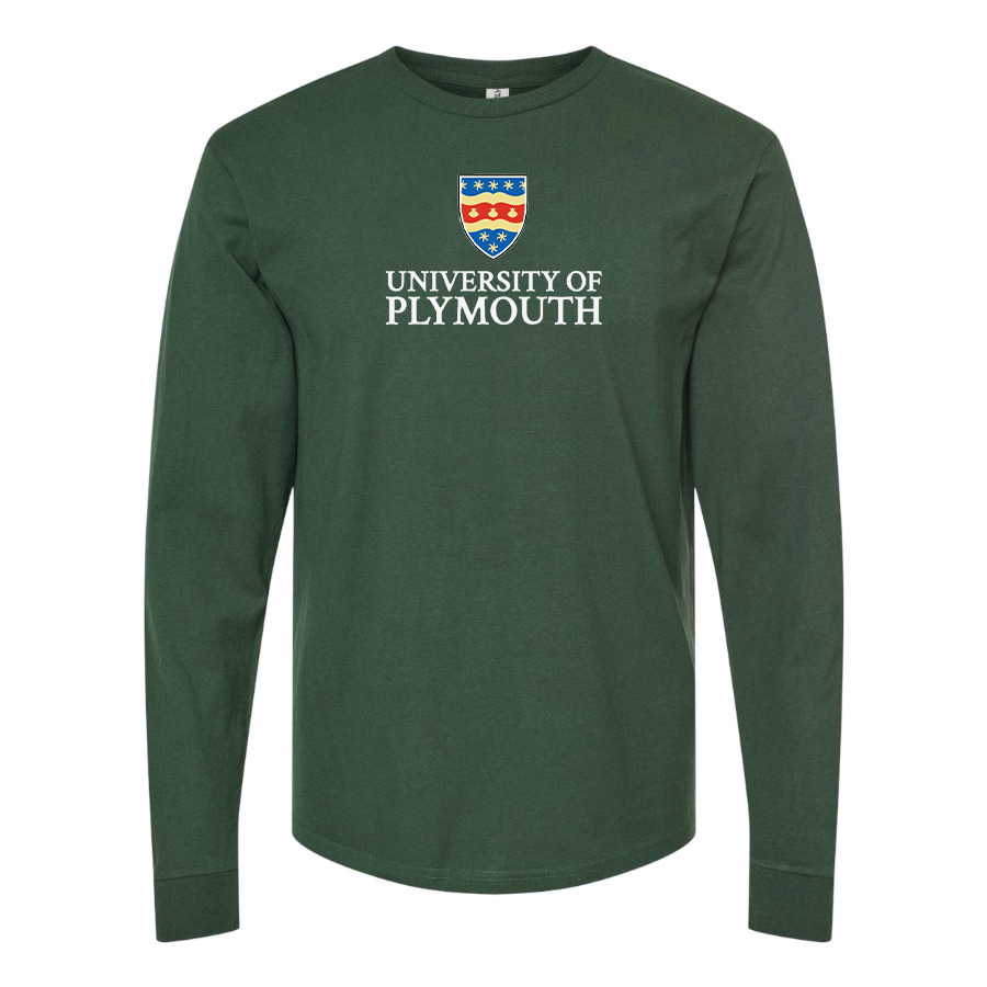 Men's University of Plymouth Logo  Cotton Long Sleeve T-Shirt