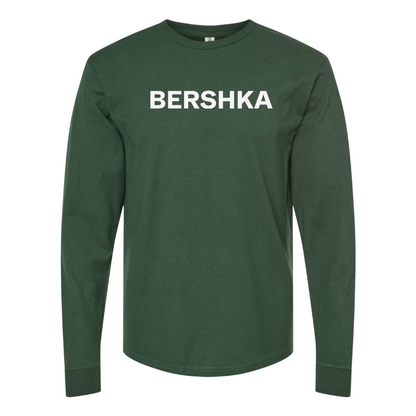Men's Bershka Logo Cotton Long Sleeve T-Shirt