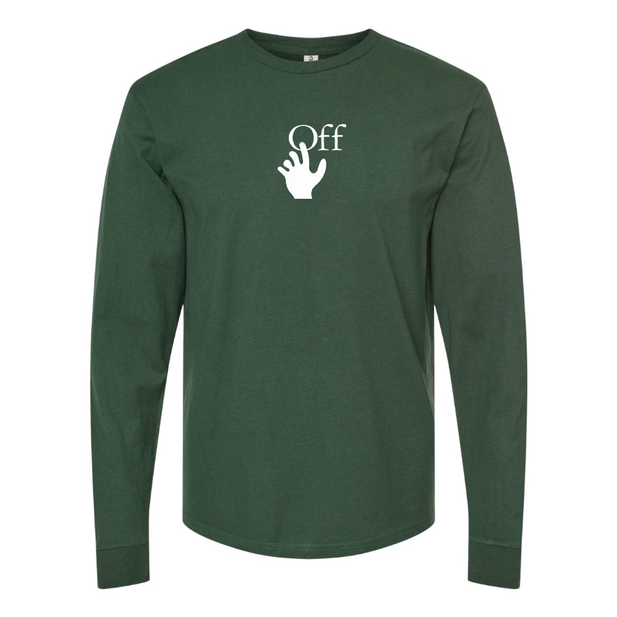 Men's  Off-White Hand Logo Cotton Long Sleeve T-Shirt
