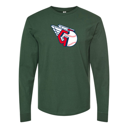 Men's Cleveland Guardians  Logo Cotton Long Sleeve T-Shirt