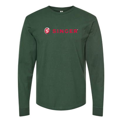 Men's Singer Logo Cotton Long Sleeve T-Shirt