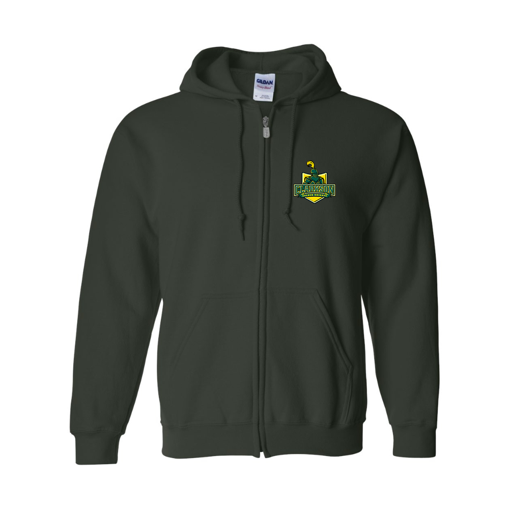 Men's Clarkson Golden Knights Gildan  Heavy Blend Full Zip Hooded Sweatshirt