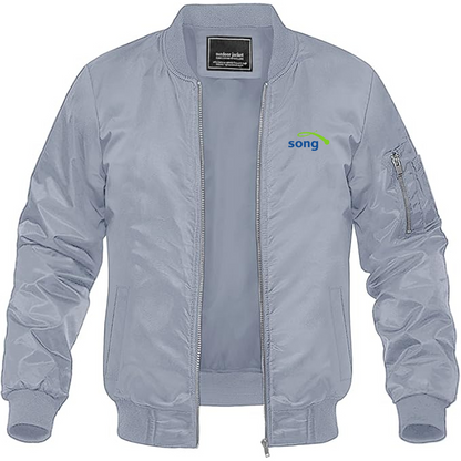 Men's Song Logo Lightweight Bomber Jacket Windbreaker Softshell Varsity Jacket Coat