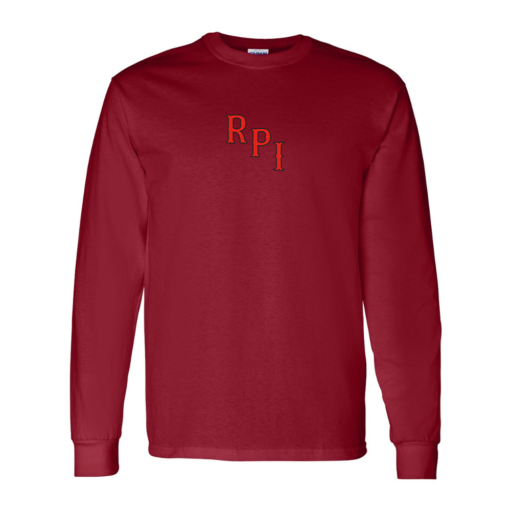 Men's RPI Engineers Logo Gildan Heavy Cotton Long Sleeve T-Shirt