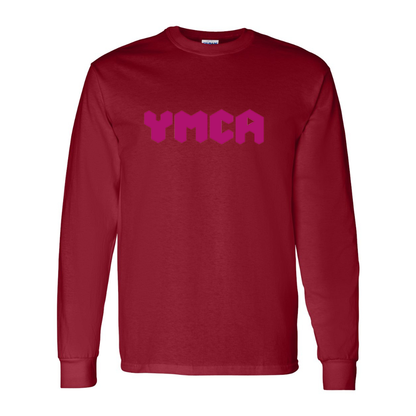 Men's  YMCA Mauve Gildan Heavy Cotton Long Sleeve T-Shirt