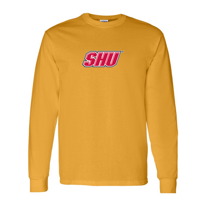 Men's Sacred Heart Pioneers Logo Gildan Heavy Cotton Long Sleeve T-Shirt