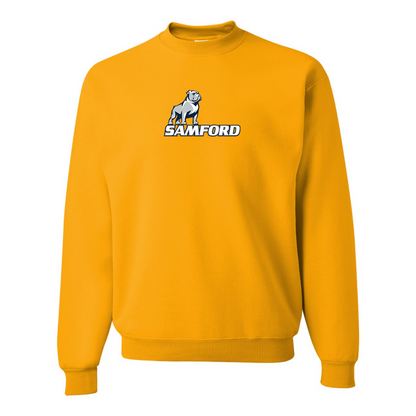 Men's Samford Bulldogs Logo  JERZEES NuBlend Crewneck Sweatshirt