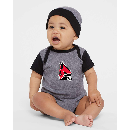 Ball State Cardinals  Rabbit Skins Infant Baby Rib Bodysuit