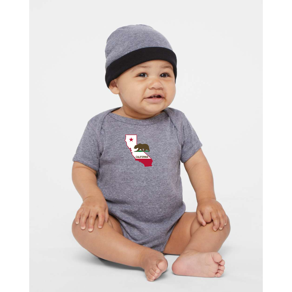 California Bear Map Rabbit Skins Infant Baby Rib Bodysuit