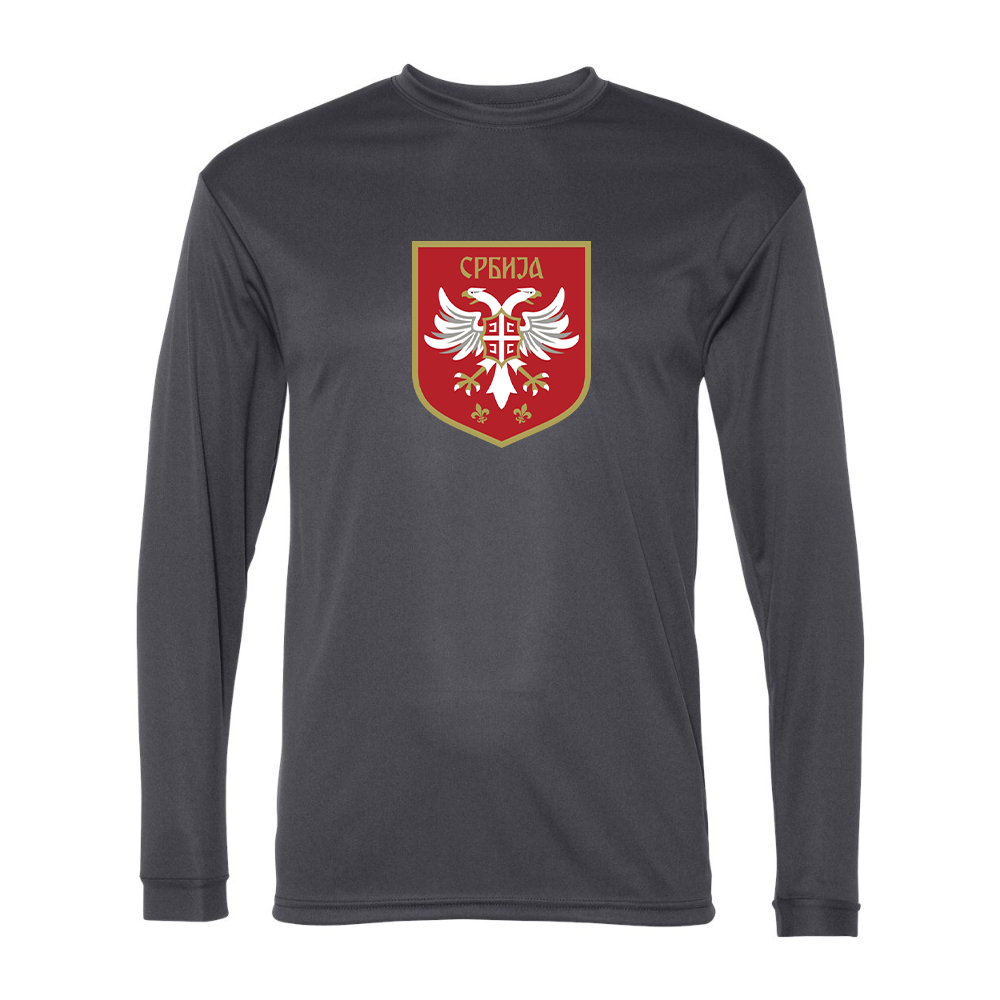 Men's Serbia National Football Soccer Team Logo Performance Long Sleeve T-Shirt