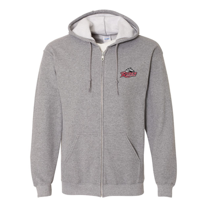 Men's Rider Broncs Logo Gildan  Heavy Blend Full Zip Hooded Sweatshirt