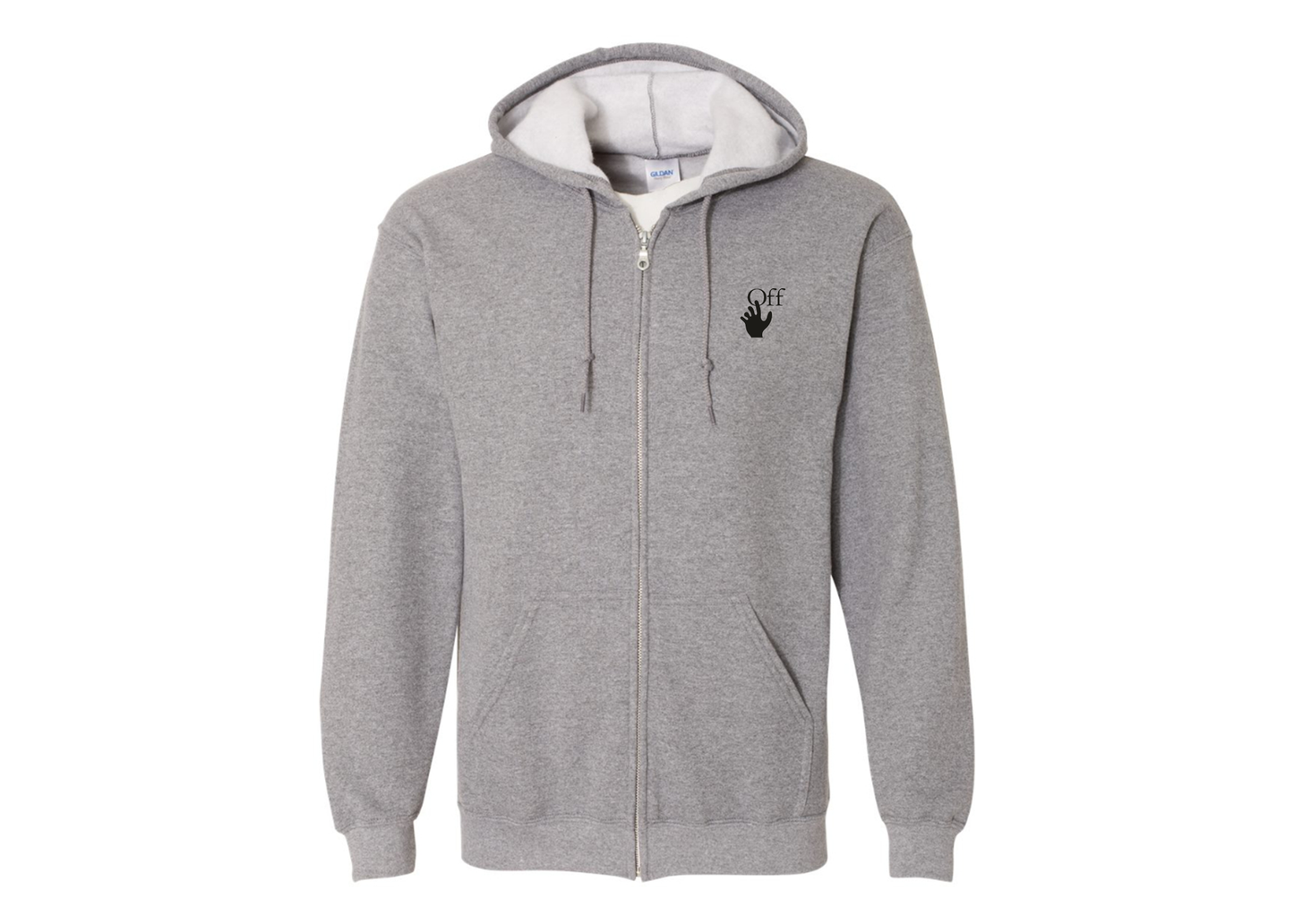 Men's Off-White Hand Gildan  Heavy Blend Full Zip Hooded Sweatshirt