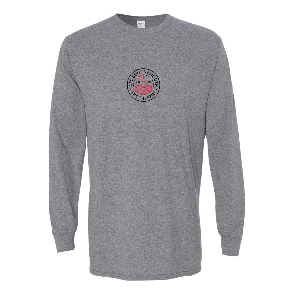 Men's AFC Bournemouth Soccer Logo Gildan Heavy Cotton Long Sleeve T-Shirt