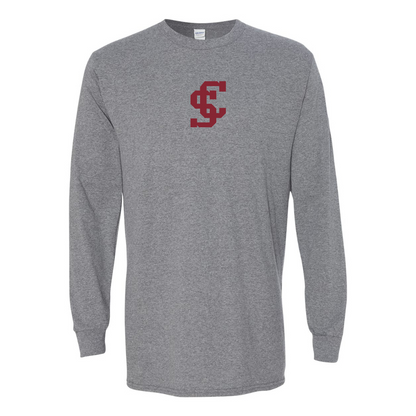 Men's Santa Clara Broncos Logo Gildan Heavy Cotton Long Sleeve T-Shirt