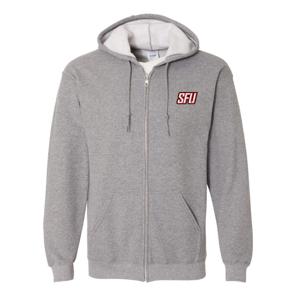 Men's Saint Francis Red Flash Logo Gildan  Heavy Blend Full Zip Hooded Sweatshirt